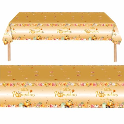 ZSYIULIA 2Pcs Thanksgiving Tablecloth, 137x274 cm Pumpkin Maple Leaf Printed Rectangle Table Covers, Waterproof Washable Polyester Fabric for Thanksgiving Dinner Autumn Harvest Party Decorations