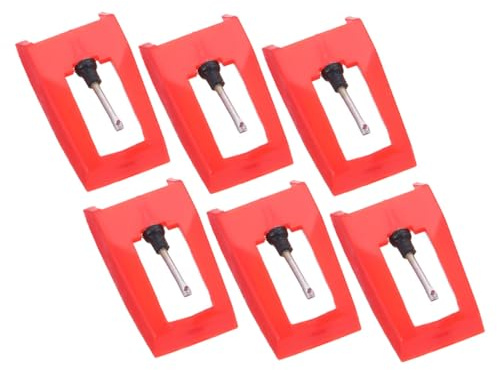 Tonabnehmernadel für Plattenspieler, 6 Stück Rote Ersatznadeln | Kunststoff und Aluminium, Retro Ausführung, User Friendly Operation, Enhanced Audio Quality