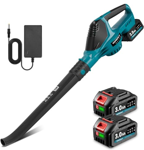Yofidra Soffiatore Foglie a Batteria 360 km/h, Flusso d'Aria di 480 m³/h, Soffiatore Elettrico a 5 Velocità con 2 Batterie da 3000 mAh, Soffiatore per Foglie a Batteria per Giardino, Patio