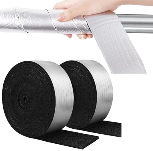 2 PCS Pipe Insulation Wrap，5mm Pipe Lagging Foam,Self Adhesive Outdoor Pipe Insulation,Freeze Protection for Outdoor Pipes ,Pipe Insulation Lagging Wrap for Noise Reduction（ 2.4 Wide X 32.8 Ft）