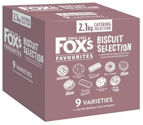 Fox’s Biscuits Favourites Assortment 2.1kg – Bulk Buy Biscuit Catering Multipack – 9 Classic Varieties – Cookies & Snack Treats for Office, Customers, Visitors, Parties & Sharing – Vegetarian Friendly