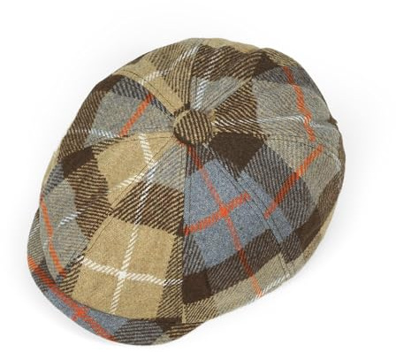 Clakllie Karierte 8 Panel Newsboy Cap aus Wollmischung Herren Damen Ballonmütze Peaky Blinders Mütze Baskenmütze Gatsby Barrett Cap Schiebermütze