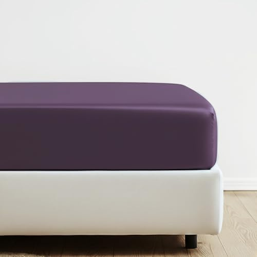Salad House Spannbettlaken 180x200, Lila: 100% ägyptische Baumwolle | Mako-Satin für Matratzen bis 28 cm und Boxspringbetten: kühlend im Sommer, atmungsaktiv, rutschfest und OEKO-TEX zertifiziert