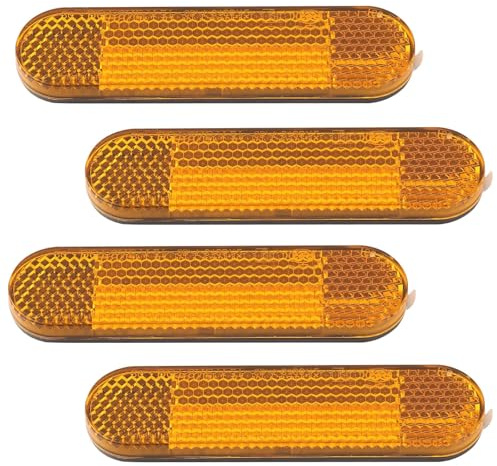 EnixwH 4 Stück 72 x 23 MM Gelb Selbstklebend Reflektoren Rückstrahler Motorrad Speichenreflektoren Fahrrad Kennzeichen Katzenauge für Motorrad Scooter Fahrrad ATV Roller Quad