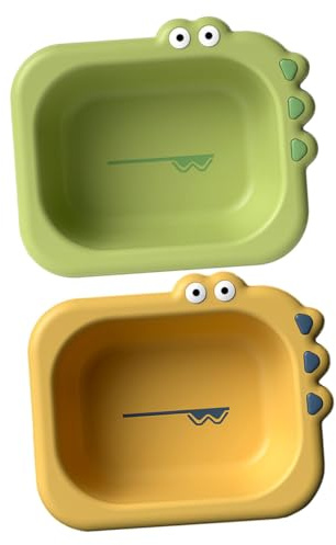 2 Stück Babywaschbecken aus Kunststoff mit Cartoon Motiven | Hände und Po, Zuhause oder Auto, Bruchsicheres Material, Liebevolle Form