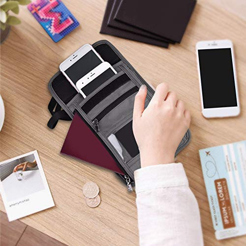 RASTKY Borsa da Collo Impermeabile per Porta Passaporto Grigio con Fori Traspiranti e Copertura Prospettica Ideale per Viaggiare in Nylon per Passaporti e Porta Documenti 8,3 * 6,1 * 0,4 per Tutte