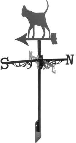 Ciieeo Stainless Steel Cat Weathervane Metal Wind Vane Outdoor Garden Decoration Lawn Weather Vane Wind Direction Indicator for Patio Yard