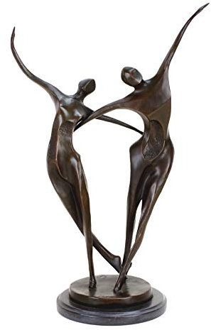 Moderne Kunst Bronzefigur - Tanzpaar (Abstract Dancer) aus Bronze - signiert von Milo - Tänzer Skulptur - Figur - Braun