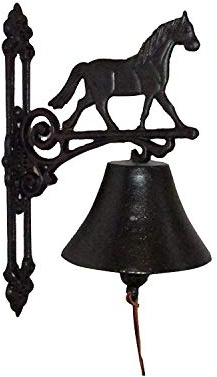 NACH Cast Iron Horse Doorbell, Small Door Bells for Homes, Rustic Dinner Bell, Kitchen Door Bell, Metal Doorbells, 4.5 x 6.3 x 10.2 inches, JS-90-085
