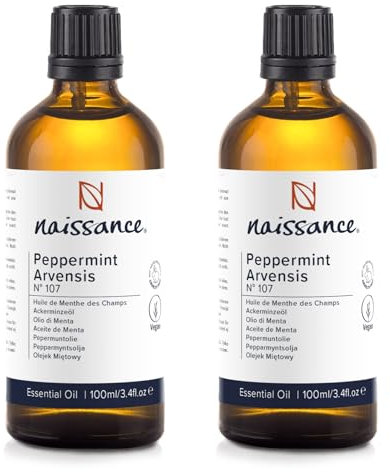 Naissance Peppermint (Arvensis) Essential Oil (No. 107) - 200ml (2 x 100ml) - Pure, Natural, Cruelty Free, Vegan and Undiluted - Use in Aromatherapy, Humidifiers & Diffusers