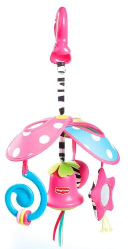 Tiny Love Pack & Go Mini Mobile, Mini-Mobile für Babys mit Universal-Befestigungs-Clip für unterwegs, mit 4 Spielmöglichkeiten, nutzbar ab der Geburt, Tiny Princess Tales