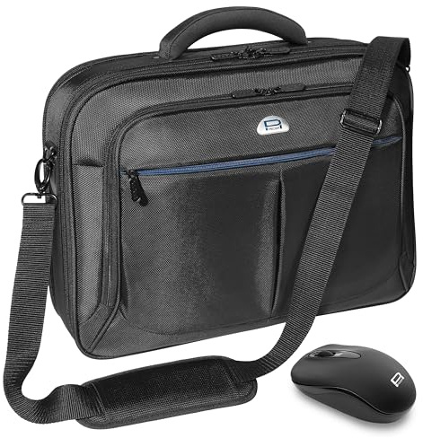 PEDEA Laptoptasche Premium Umhängetasche Notebook-Tasche 17,3 Zoll (43,9cm) inkl. Schnurloser Maus, schwarz
