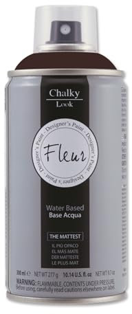 FLEUR Spray Vernice Chalk Paint, Extra Opaco, all' Acqua senza Odore, MultiSuperficie, 300 ml F18 Burnt Umber, Effetto Gesso, Shabby Chic Vintage, per Mobili, per Interno - Esterno