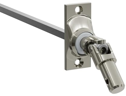 DIWARO.® | Rolladen Gelenklager G009, 45 Grad Umlenkung, Grundplatte 22 x 52 mm mit 2 Befestigungslöcher, Kurbelzapfen Anschluss 11,9 mm, Antrieb zum Rolladengetriebe 6 mm Vierkant