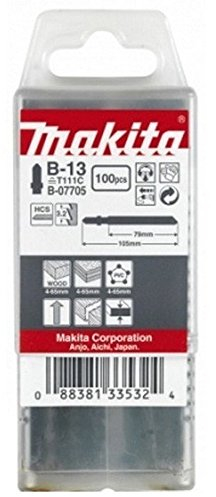 Makita B-07705 Stichsägeblatt B-13 HCS 100 Stück, ideal für schnelle Schnitte in Weichholz und Kunststoff von 4 bis 65 mm Materialstärke