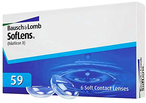 Bausch + Lomb SofLens 59 Monatslinsen, sphärische Kontaktlinsen, weich, 6 Stück BC 8.6 mm / DIA 14.2 / -2 Dioptrien (1er Pack)