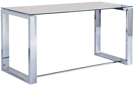 Adec Group Office, Mesa de Estudio, Oficina, Office, Acabado en Cristal y Cromo, Medidas 140 cm (Largo) x 70 cm (Ancho) x 75 cm (Alto)