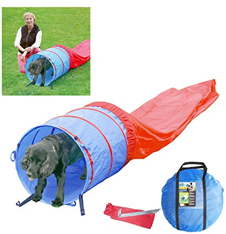 PAWISE 11434 Agility Tunnel Dog Play Tunnel Sack Tunnel 5 m Blue/Red