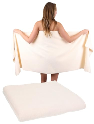 Betz set di 2 asciugamani da sauna XXL telo bagno telo mare Premium 100% cotone misura 70 x 200 cm beige