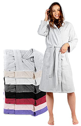 Badrock Dam – Xs, S, M, L, Xl, Xxl – 100% Bomull Oeko-Tex® Certifierad – Badrock Med Huva, 2 Fickor, Bälte