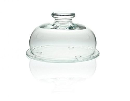 Edwanex Présentoir à fromage ou gâteau en verre avec couvercle 21 cm