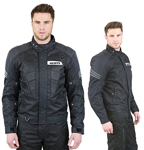 Motorradjacke -Biker- Roller Motorrad Jacke mit Protektoren Herren Protektorenjacke Kurz Sommer Winter Textil Mopedjacke Wasserdicht - schwarz - 2XL / XXL