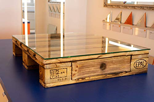 MySpiegel.de Glasplatte Glasscheibe für Euro Palettenmöbel 6mm 80x67 cm Polierte Kante Ecken gestoßen Durchsichtig Klar Glasboden Glastisch