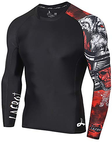 LAFROI - Camiseta de Neopreno Protectora, de compresión, para Hombre, Manga Larga, UPF 50+, Ajustada, Modelo CLYYB (Asym Warrior,S)