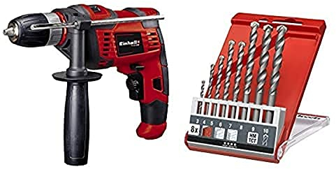 Einhell Schlagbohrmaschine TC-ID 550 E (550 W, Drehzahlregelelektronik, Drehzahlvorwahl, Rechts-/Linkslauf, Metall-Tiefenanschlag, Zusatzhandgriff, inkl. 8-tlg. Steinbohrer-Satz)