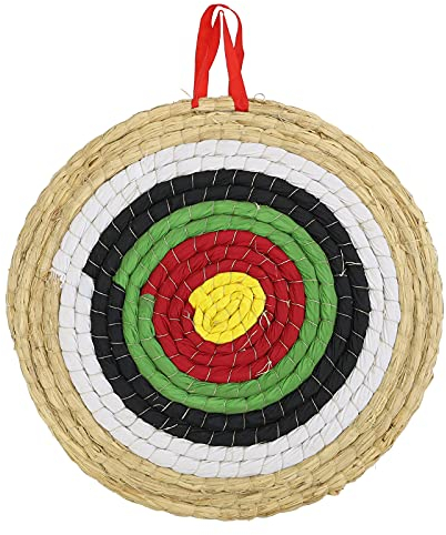 Stronghold Strohzielscheibe - 50 x 50 x 5 cm - 3-lagig; Zielscheibe Bogenschießen, mit Pfeil und Bogen auf festes Stroh, Traditioneller Bogensport