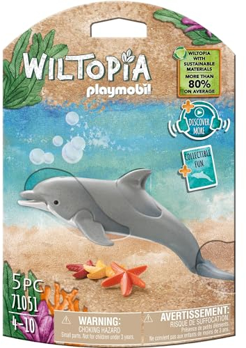 Playmobil 71051 Dauphin - Wiltopia - Carte d'animaux à Collectionner - Gamme Wiltopia avec Plus de 80% de matériaux recyclés ou biosourcés en Moyenne - Dès 4 Ans
