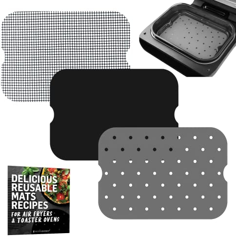 INFRAOVENS Air Fryer Accessories for Ninja Foodi Smart XL FG551 Reusable Liners with Air Fryer Recipe Book, Heat Resistant Mat for Ninja Foodi, Food Safe, Easy to Clean and Dishwasher Safe by