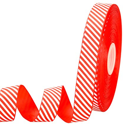 Lezevn 127 meter 3 cm pepparmynta rand band röd vit julband för presentinslagning rosetter semester gör-det-själv-dekoration