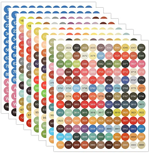 AIEX Lot de 8 Feuilles d'Autocollants Numérotés de Couleur, 447 Étiquettes Multicolores Comprenant Numérotés 1-99 et 26 Lettres Trier la Boîte Rangement pour Peinture Diamant, Couleur (2 Jeu)