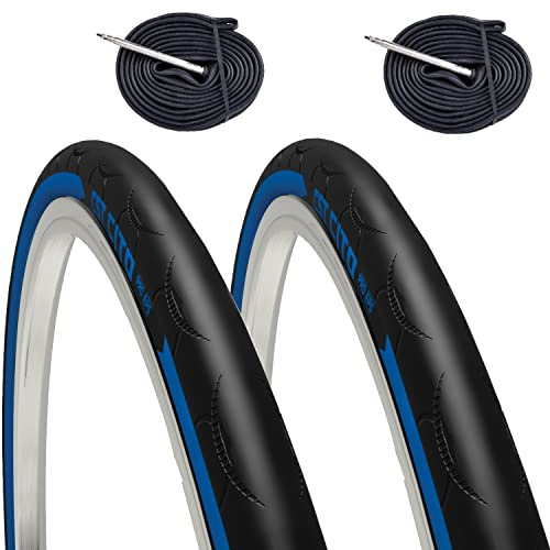 2 COPERTONI BICI CORSA 700X23C (23-622) + CAMERE PNEUMATICI 170 TPI PIEGHEVOLI ANTI-FORATURA X BDC RACING GARA (48 mm, Valvola Presta Francese)