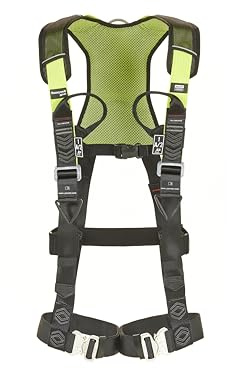 Miller H500 Full Body Construction Harness IS4 Model with Auto Quick-Release Leg Buckles, Back & Front D-Rings, Embedded RFID Tag, Rated 140 kg, Size 3, 1036111