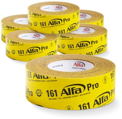 Alfa Pro Ruban adhésif papier pare-vapeur – 60 mm x 40 m – 6 pièces | Ruban adhésif haute performance pour films frein-vapeur, usage intérieur, résistant à l'humidité, déchirable à la main