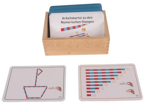 100 Aufgaben zu den numerischen Stangen nach Montessori Lernkartei | Aufwändige Lernkartei, Praktische Selbstkontrolle, Holz-Karteikasten