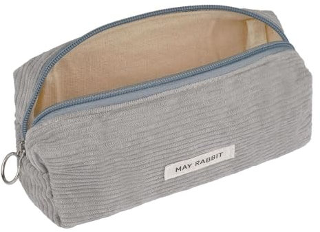 Criveple Mäppchen Cord-Stoff, Federmäppchen Mädchen Teenager, Federtasche mit praktischem Reißverschluss, Stiftetasche Schulmäppchen für Schulen, Büro, Reisen (Grau)