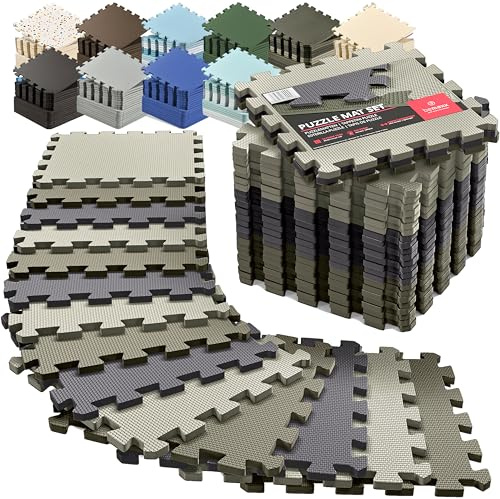 Esterilla Fitness Puzzle para Suelos de Gimnasio | Set de Protección Goma Espuma Losas Caucho para Máquinas de Deporte, Alfombrilla Protector Expandible Tatami Tapiz Alfombra Colchonetas Pesas Gym