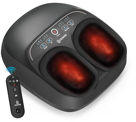 COMFIER Shiatsu Fußmassagegerät mit Wärme,Fussmassagegerät Elektrisch, 3D Kneten, Rollen und Luftkompression, 3 Intensität für müde Muskeln und Fußsohlen, Schwarz,bis Schuhgröße 46