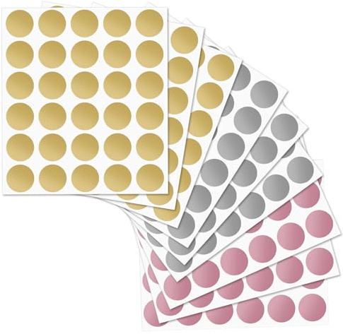 AOZUO 270 adesivi rotondi da grattare, da 2,5 cm, da grattare, per fai da te, biglietti da grattare, sorprese di compleanno, calendario dell'Avvento, matrimonio (oro, argento, oro rosa)
