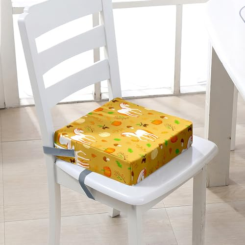 Surwin Rutschfeste Sitzerhöhung Stuhl Kind Sitzkissen Stuhl mit Sicherheits Schnalle, 3D-Cartoon Tier Sitzkissen Kinder Tragbare Sitzerhöhung Waschbar Sitzhilfe (Pferd,40x40x10cm)