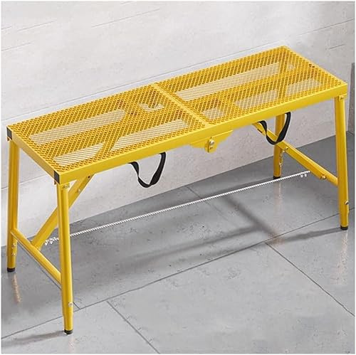ZHENCHAO Andamio portátil Plegable, Plataforma de Trabajo, Escalera, Taburete, Banco, Ligero, Altura Ajustable, 4 Colores (Amarillo, 120 x 30 x 44 cm)