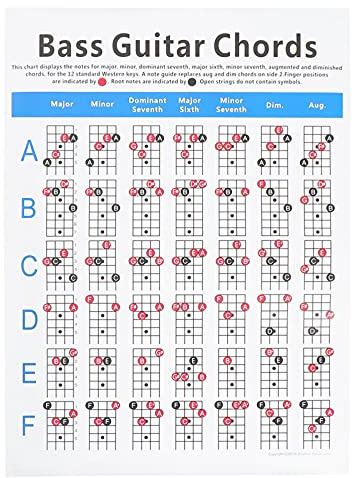 YARNOW Poster Accordi Basso Elettrico e Chitarra, Tabella Pratica Grafica per Principianti, Guida Allenamento Dita, Materiale Durevole per Studio Musicale e Apprendimento