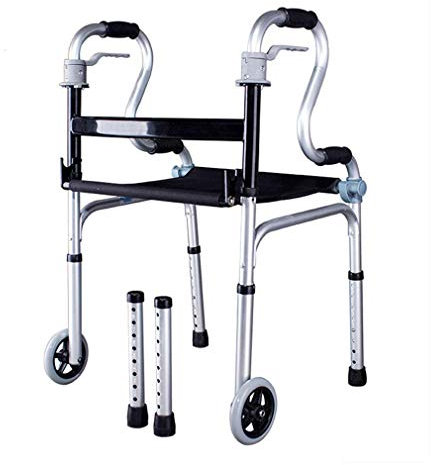 TAIYUESHAN Deambulatore, Deambulatore Pieghevole per Anziani Deambulatore con 2 Ruote Telaio da Passeggio Bracciolo Seduta Ampliata con Gambe Rimovibili Sedia da Trasporto ad Altezza Regolabile