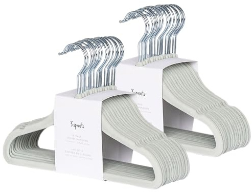 3 Sprouts Kinder Kleiderbügel aus Samt - rutschfest & Robust - Ideal für Baby- & Kleinkinderkleidung - Baby Kleiderbügel - Platzsparend & Leicht - Perfekt für Kinderzimmer - 30 Stück - Grün