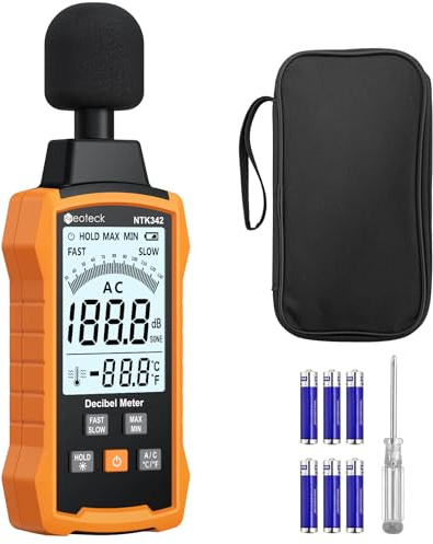 Neoteck Dezibel Digital Portable Sound Level Meter 30-130dB with LCD Display, A/C Weighted Sound Level Meter for Home Factories