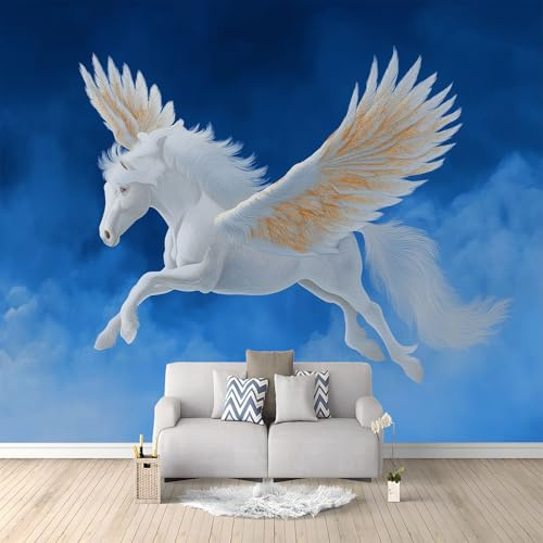 Fotomurales 3D Ángel Animal Caballo 400x280 cm Papel Pintado Fotográfico, Decoración De la Pared Murales para Salón, Dormitorio, Habitación para Niños, Pared de TV