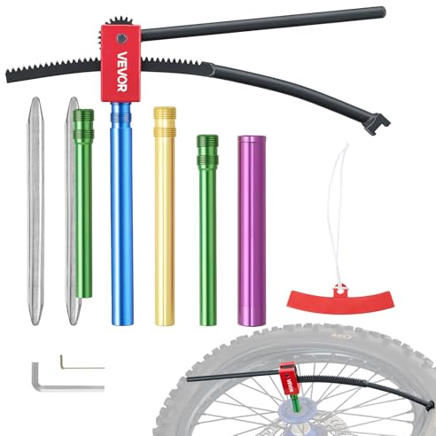 VEVOR Desmontadora de Neumáticos para Motos de Cross, Compatible con Ruedas de 406 a 533 mm, Adaptadores de Eje de 15-25 mm, Cambiador de Neumáticos de Motocross con Palancas, Funda Protectora